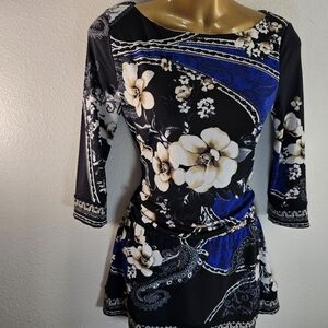 White House Black Market floral drop waist tunic size XS